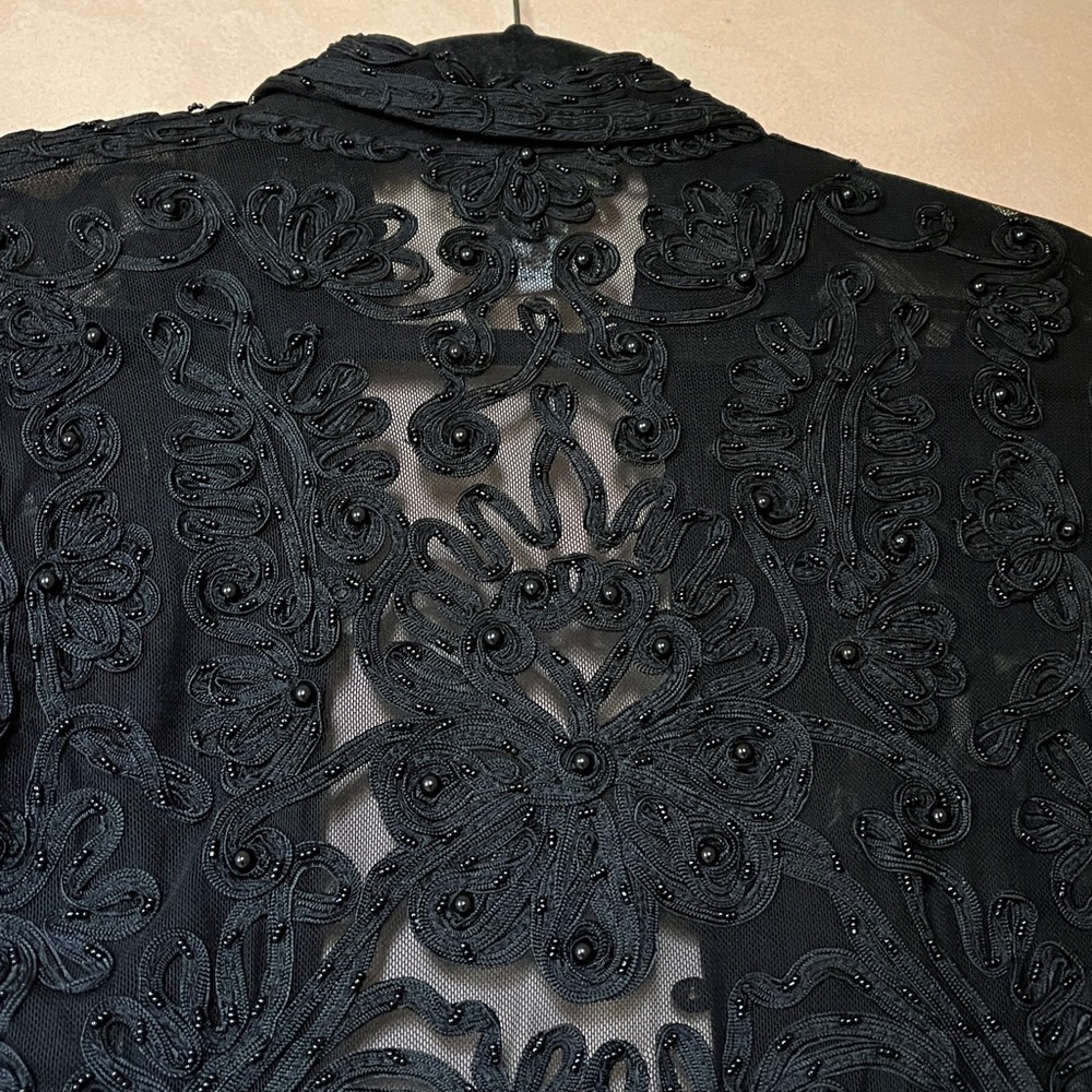 Cache Black Allover Transparent Mesh Ribbon and B… - image 6